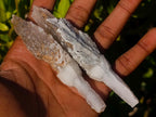 Natural Drusy Quartz Coated Spearhead Calcite Crystals x 12 From Albert's Mountain, Lesotho - Toprock Gemstones and Minerals 