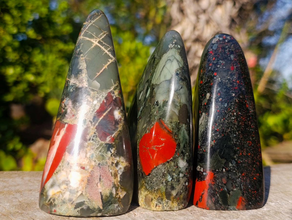 Polished Bloodstone Standing Display Pieces x 3 From Swaziland - Toprock Gemstones and Minerals 