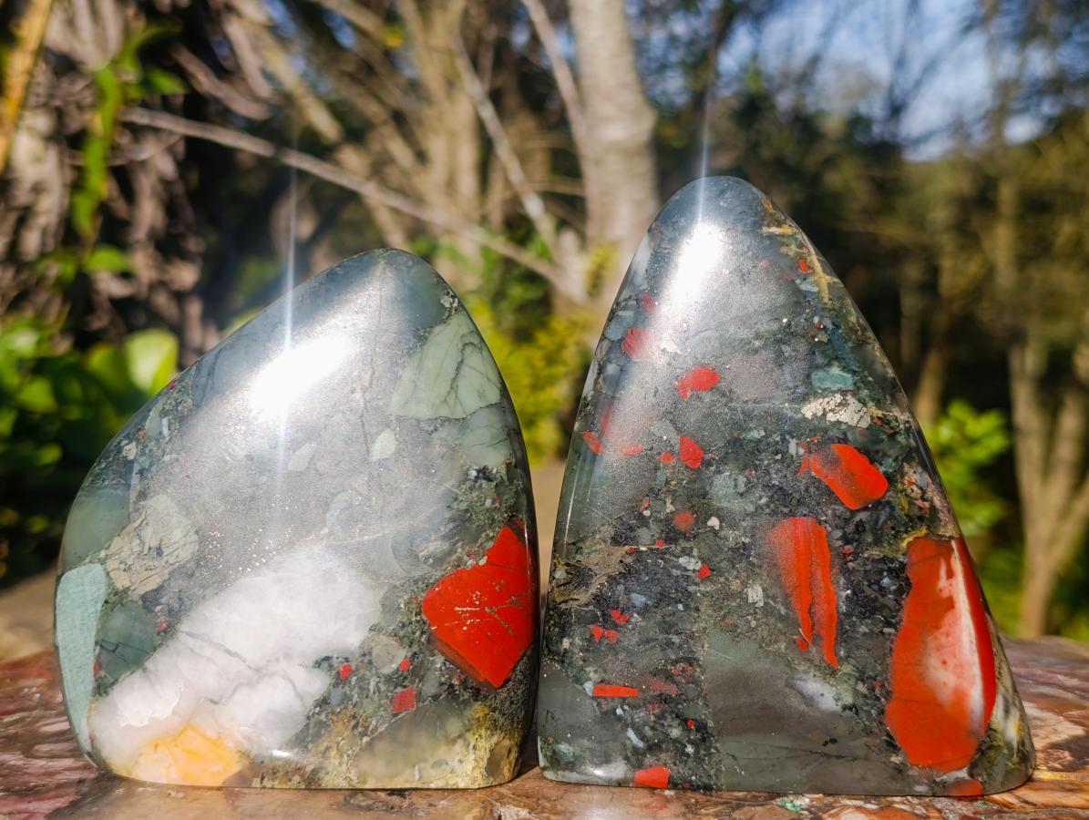 Polished Bloodstone Standing Display Pieces x 3 From Swaziland - Toprock Gemstones and Minerals 