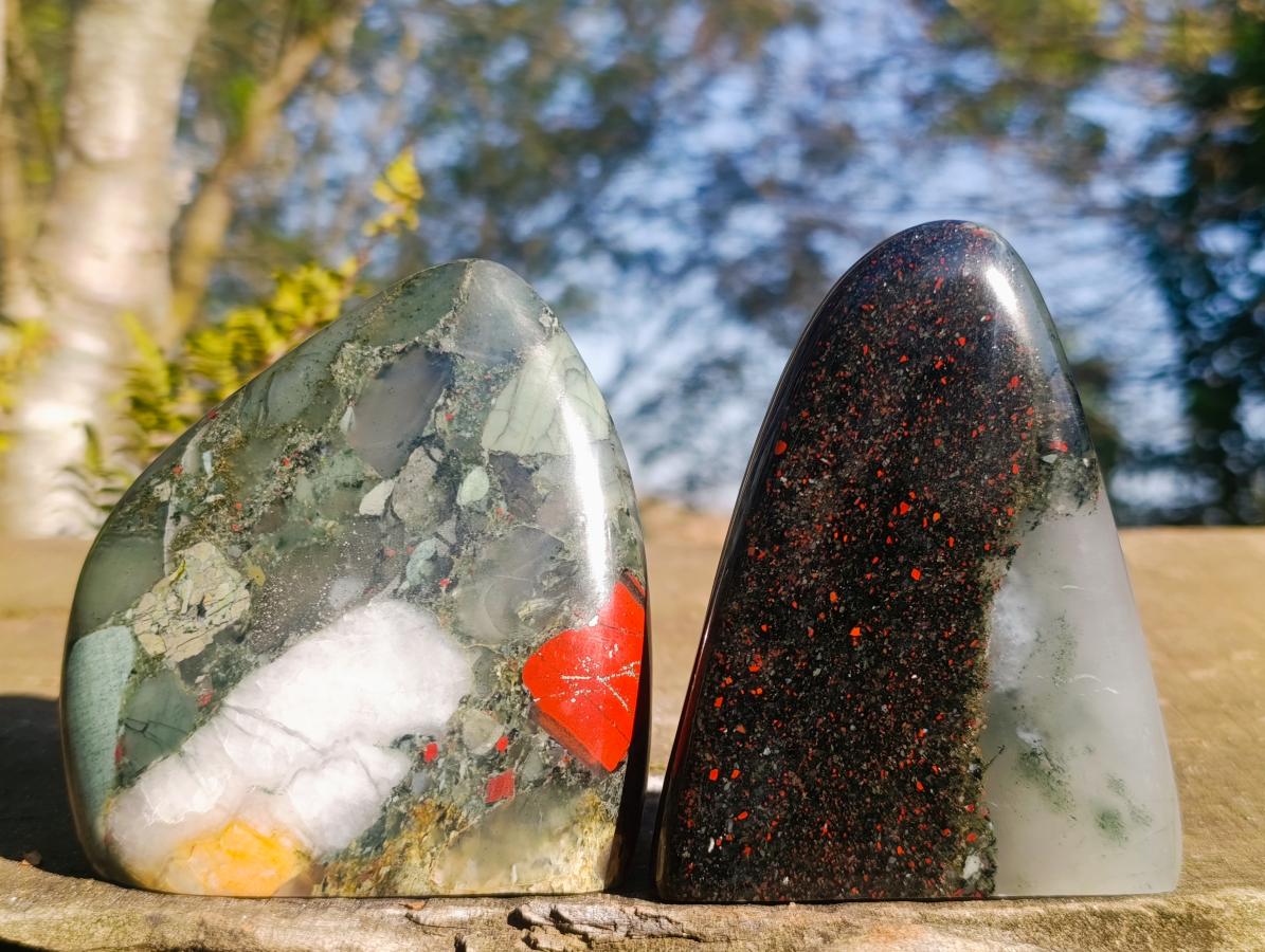 Polished Bloodstone Standing Display Pieces x 3 From Swaziland - Toprock Gemstones and Minerals 