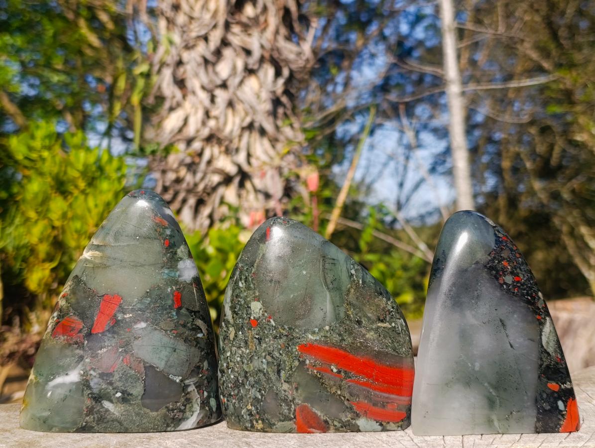 Polished Bloodstone Standing Display Pieces x 3 From Swaziland - Toprock Gemstones and Minerals 