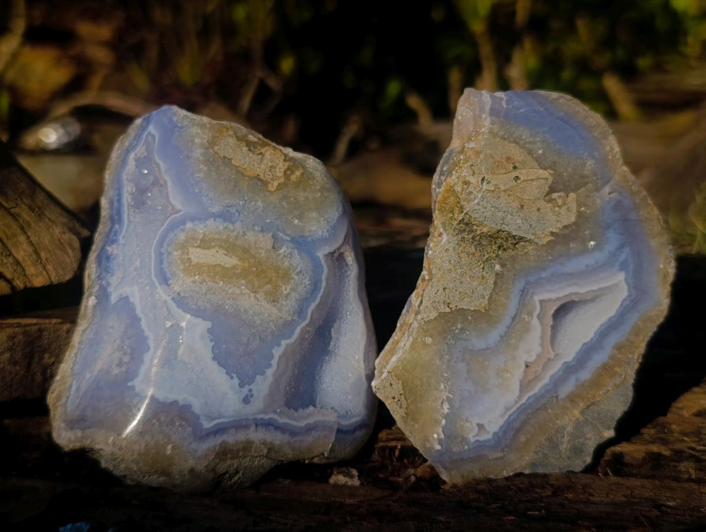 Polished On One Side Blue Lace Agate Geodes x 6 From Nsanje, Malawi - Toprock Gemstones and Minerals 
