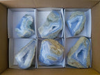 Polished On One Side Blue Lace Agate Geodes x 6 From Nsanje, Malawi - Toprock Gemstones and Minerals 