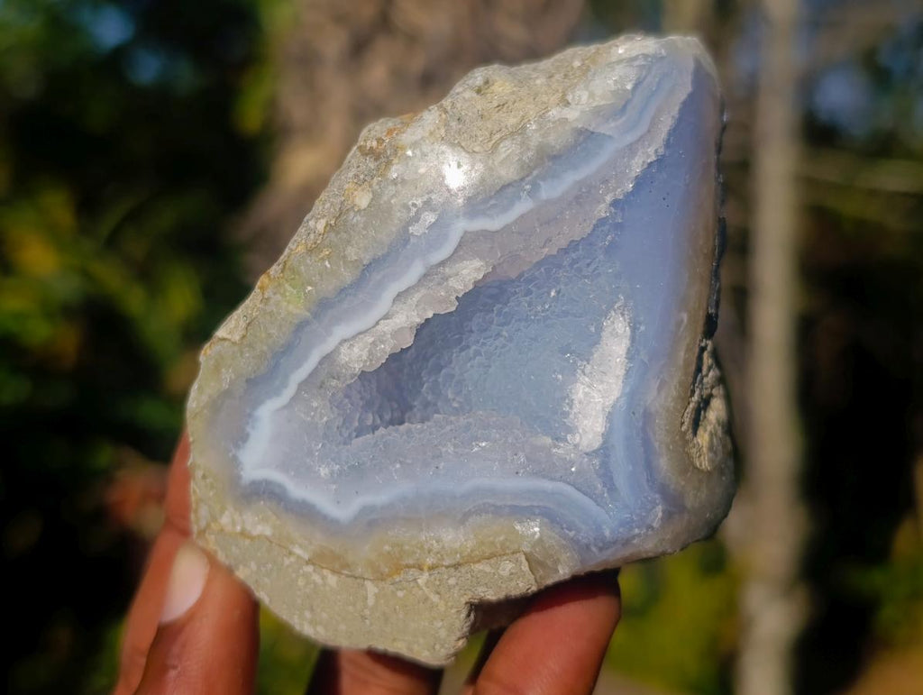 Polished On One Side Blue Lace Agate Geodes x 6 From Nsanje, Malawi - Toprock Gemstones and Minerals 
