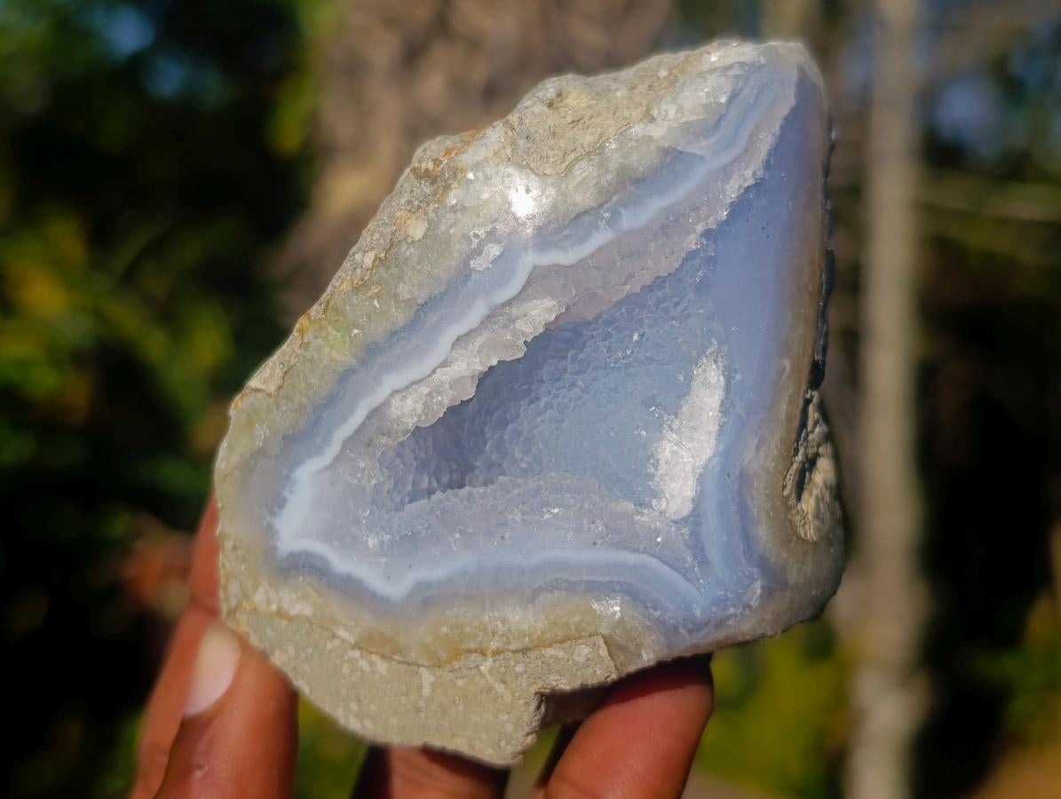 Polished On One Side Blue Lace Agate Geodes x 6 From Nsanje, Malawi - Toprock Gemstones and Minerals 
