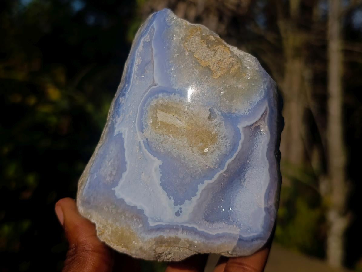 Polished On One Side Blue Lace Agate Geodes x 6 From Nsanje, Malawi - Toprock Gemstones and Minerals 