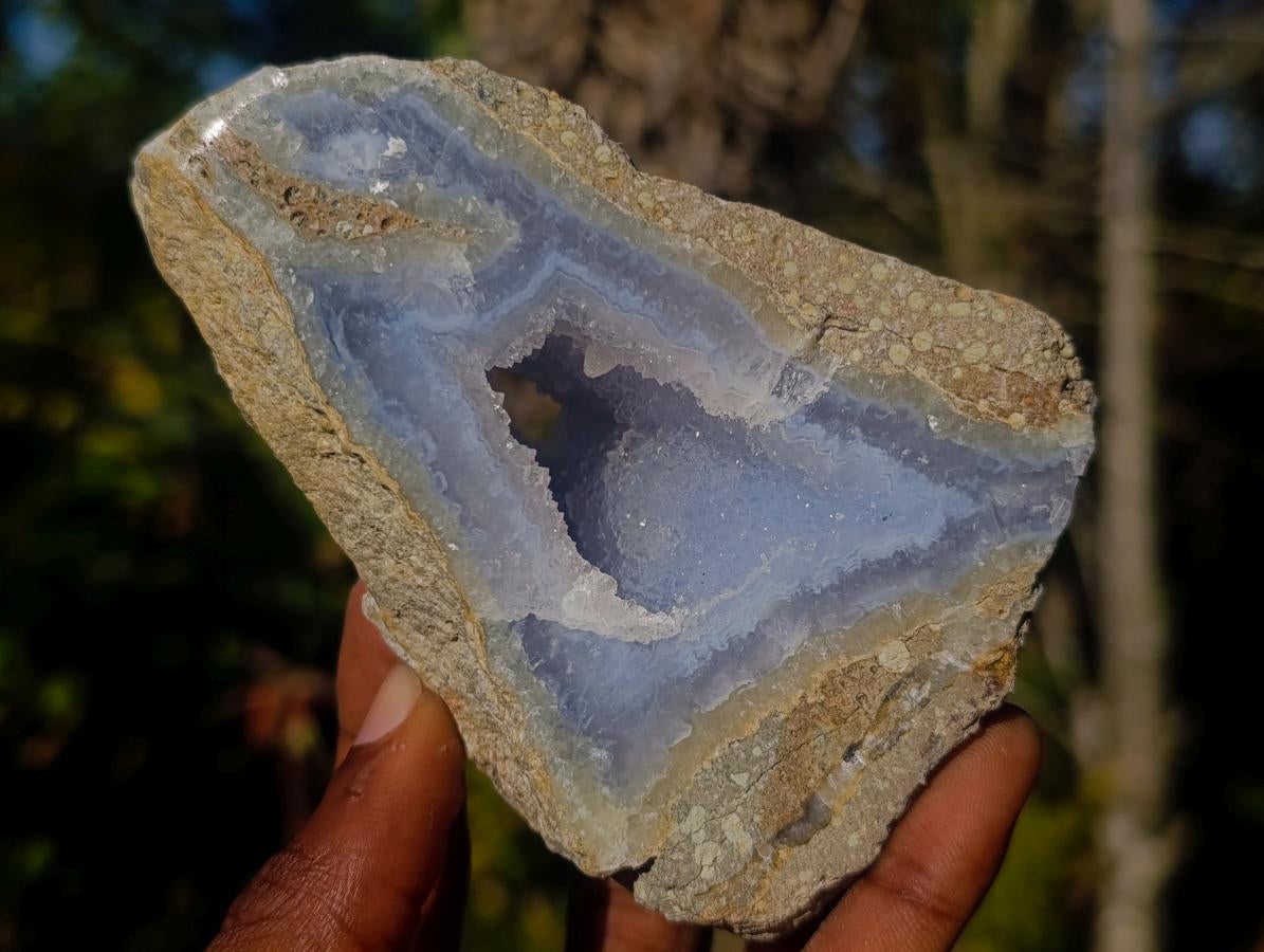 Polished On One Side Blue Lace Agate Geodes x 6 From Nsanje, Malawi - Toprock Gemstones and Minerals 