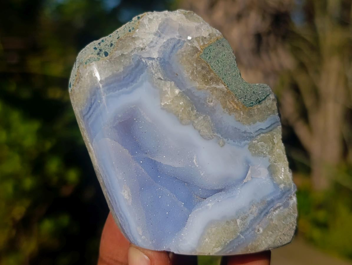 Polished On One Side Blue Lace Agate Geodes x 6 From Nsanje, Malawi - Toprock Gemstones and Minerals 
