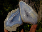 Polished On One Side Blue Lace Agate Geodes x 6 From Nsanje, Malawi - Toprock Gemstones and Minerals 