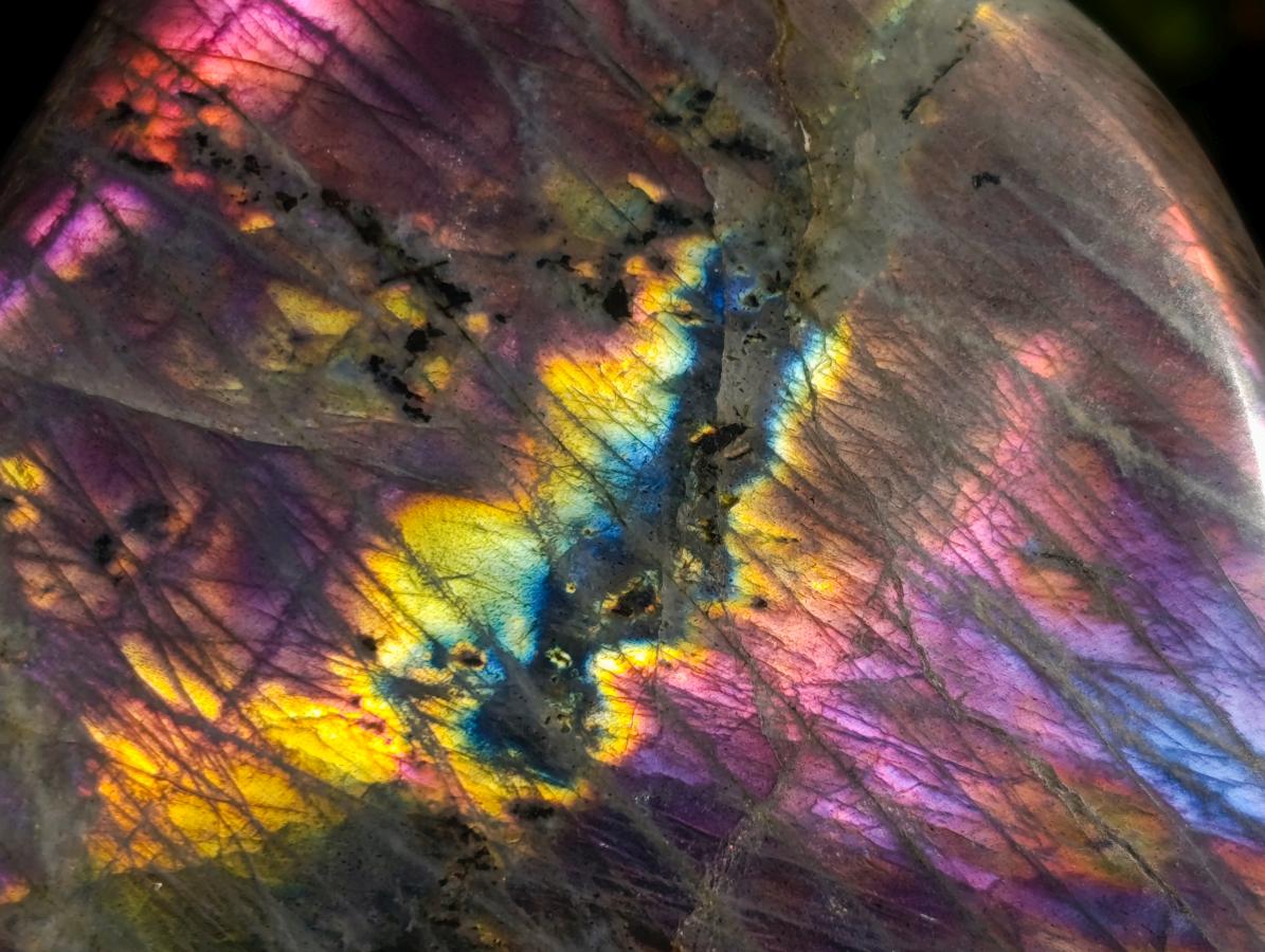 Polished Rare Purple Sunset Flash Labradorite Standing Display Pieces x 3 From Madagascar - Toprock Gemstones and Minerals 
