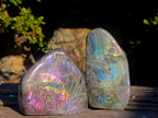 Polished Rare Purple Sunset Flash Labradorite Standing Display Pieces x 3 From Madagascar - Toprock Gemstones and Minerals 