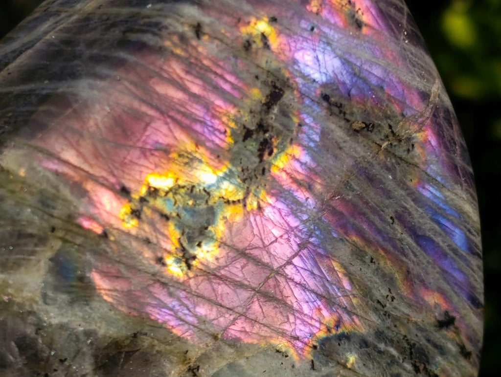 Polished Rare Purple Sunset Flash Labradorite Standing Display Pieces x 3 From Madagascar - Toprock Gemstones and Minerals 
