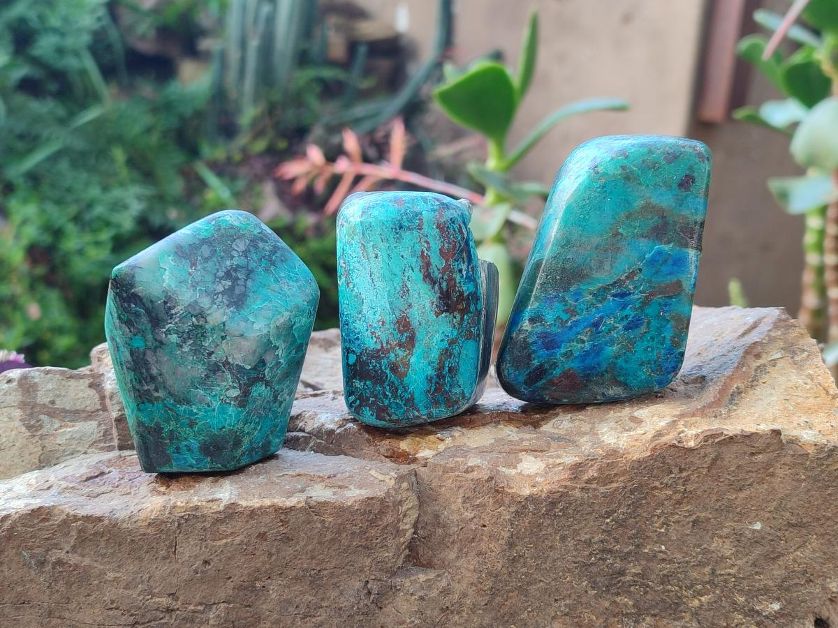 Polished Shattuckite Free Forms x 12 From Kaokoveld, Namibia - Toprock Gemstones and Minerals 