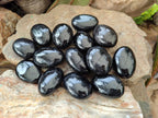 Polished Black Tourmaline Galets x 24 From Madagascar - Toprock Gemstones and Minerals 