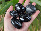 Polished Black Tourmaline Galets x 24 From Madagascar - Toprock Gemstones and Minerals 