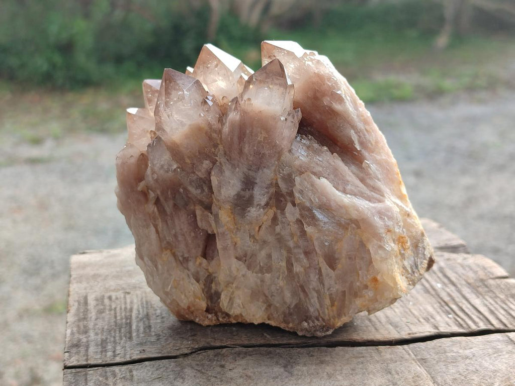 Natural Cascading White Phantom Smokey Luena Quartz Clusters x 2 From Luena, Congo - Toprock Gemstones and Minerals 