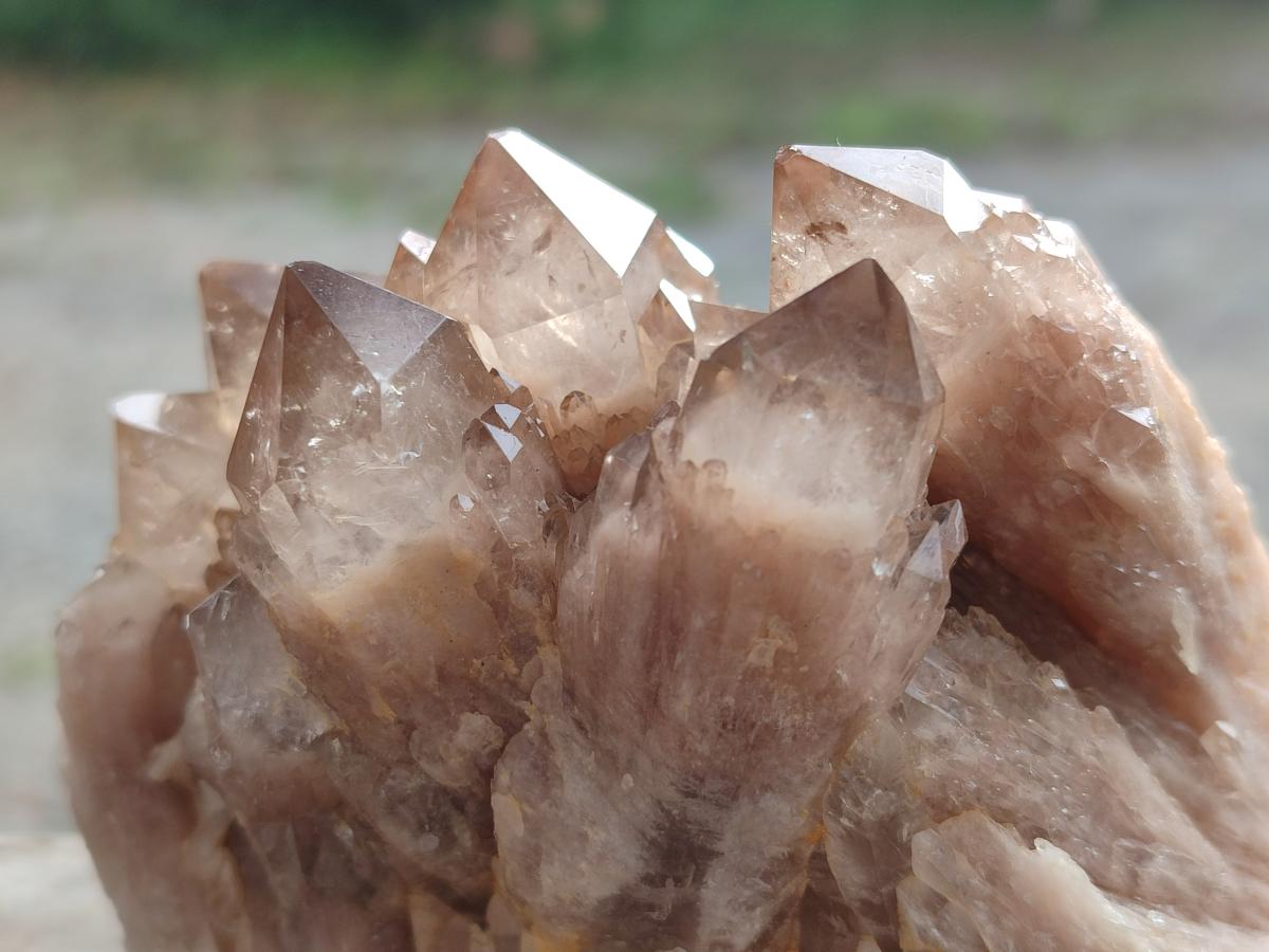 Natural Cascading White Phantom Smokey Luena Quartz Clusters x 2 From Luena, Congo - Toprock Gemstones and Minerals 
