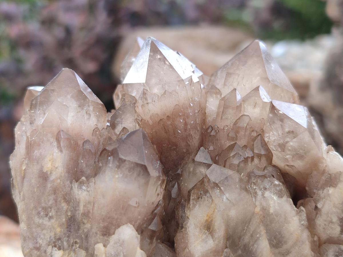 Natural Cascading White Phantom Smokey Luena Quartz Clusters x 2 From Luena, Congo - Toprock Gemstones and Minerals 