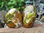 Polished Green Opal Standing Display Pieces x 3 From Betroka, Madagascar - Toprock Gemstones and Minerals 