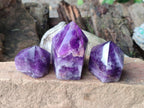 Polished Chevron Amethyst Display Crystal Points x 6 From Zambia - Toprock Gemstones and Minerals 