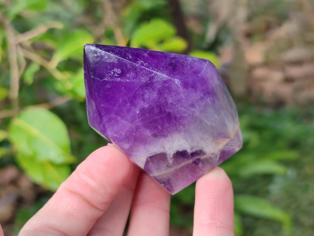 Polished Chevron Amethyst Display Crystal Points x 6 From Zambia - Toprock Gemstones and Minerals 