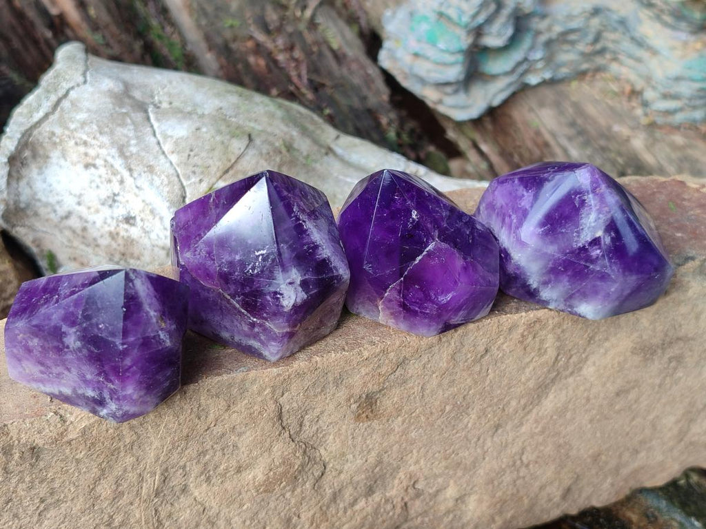 Polished Chevron Amethyst Display Crystal Points x 6 From Zambia - Toprock Gemstones and Minerals 