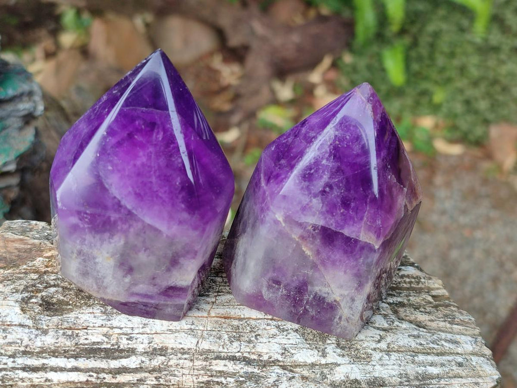 Polished Chevron Amethyst Display Crystal Points x 6 From Zambia - Toprock Gemstones and Minerals 