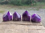 Polished Chevron Amethyst Display Crystal Points x 6 From Zambia - Toprock Gemstones and Minerals 