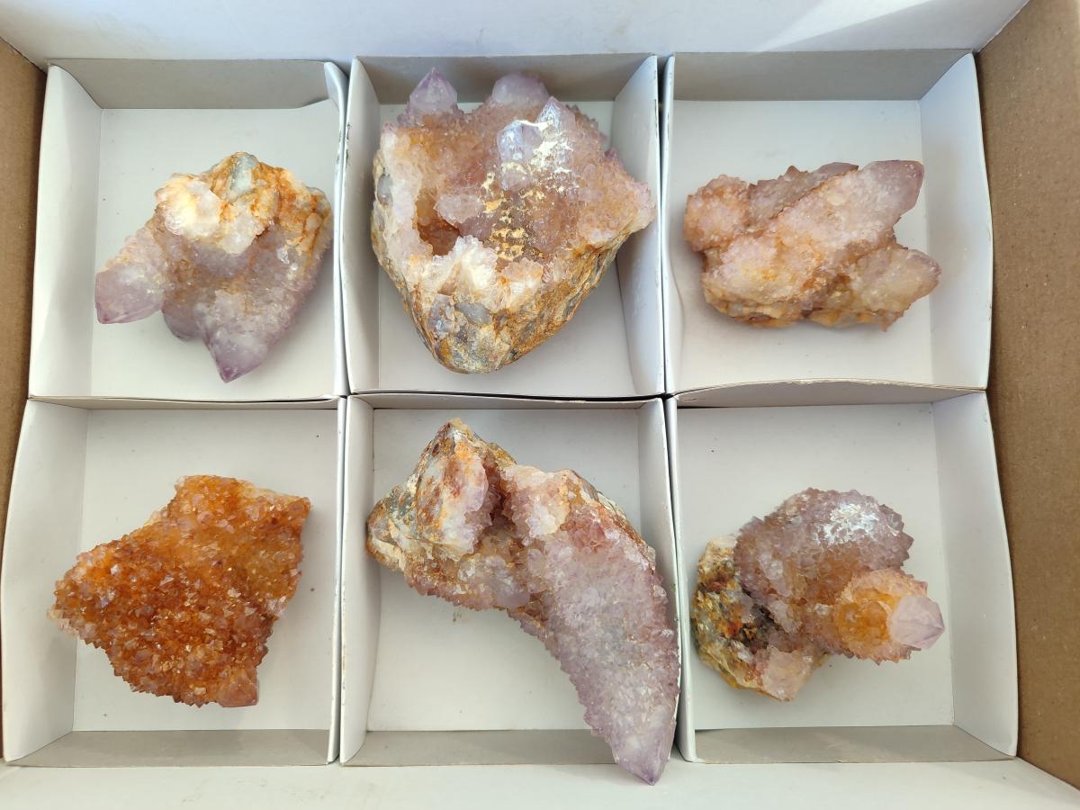 Natural Spirit Ametrine Clusters x 6 From Boekenhouthoek, South Africa - Toprock Gemstones and Minerals 