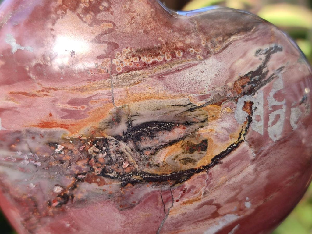 Polished Red Podocarpus Petrified Wood Hearts x 3 From Mahajanga, Madagascar - Toprock Gemstones and Minerals 