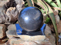 Polished Black Basalt Sphere and Base Display Set x 2 From Madagascar - Toprock Gemstones and Minerals 