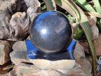 Polished Black Basalt Sphere and Base Display Set x 2 From Madagascar - Toprock Gemstones and Minerals 