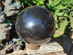 Polished Black Basalt Sphere and Base Display Set x 2 From Madagascar - Toprock Gemstones and Minerals 