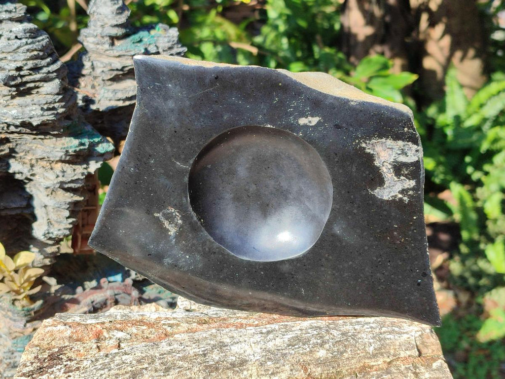 Polished Black Basalt Sphere and Base Display Set x 2 From Madagascar - Toprock Gemstones and Minerals 