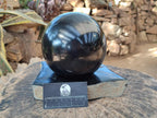 Polished Black Basalt Sphere and Base Display Set x 2 From Madagascar - Toprock Gemstones and Minerals 