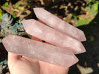 Polished Double Terminated Gemmy Rose Quartz Crystals x 6 From Madagascar - Toprock Gemstones and Minerals 