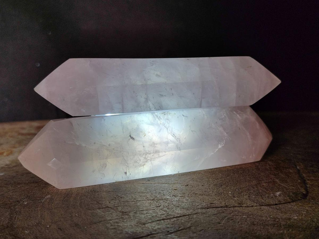 Polished Double Terminated Gemmy Rose Quartz Crystals x 6 From Madagascar - Toprock Gemstones and Minerals 