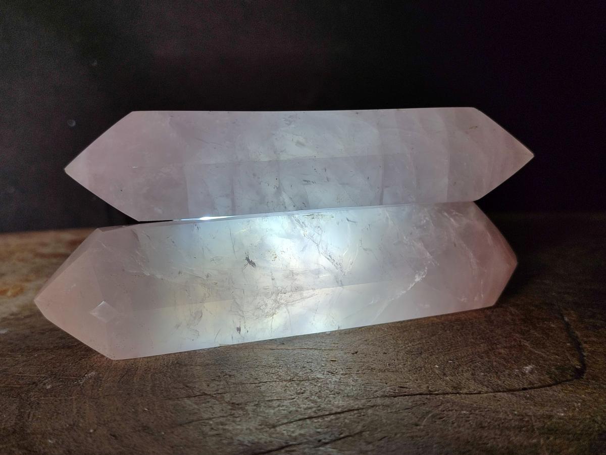 Polished Double Terminated Gemmy Rose Quartz Crystals x 6 From Madagascar - Toprock Gemstones and Minerals 