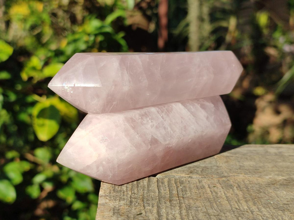 Polished Double Terminated Gemmy Rose Quartz Crystals x 6 From Madagascar - Toprock Gemstones and Minerals 