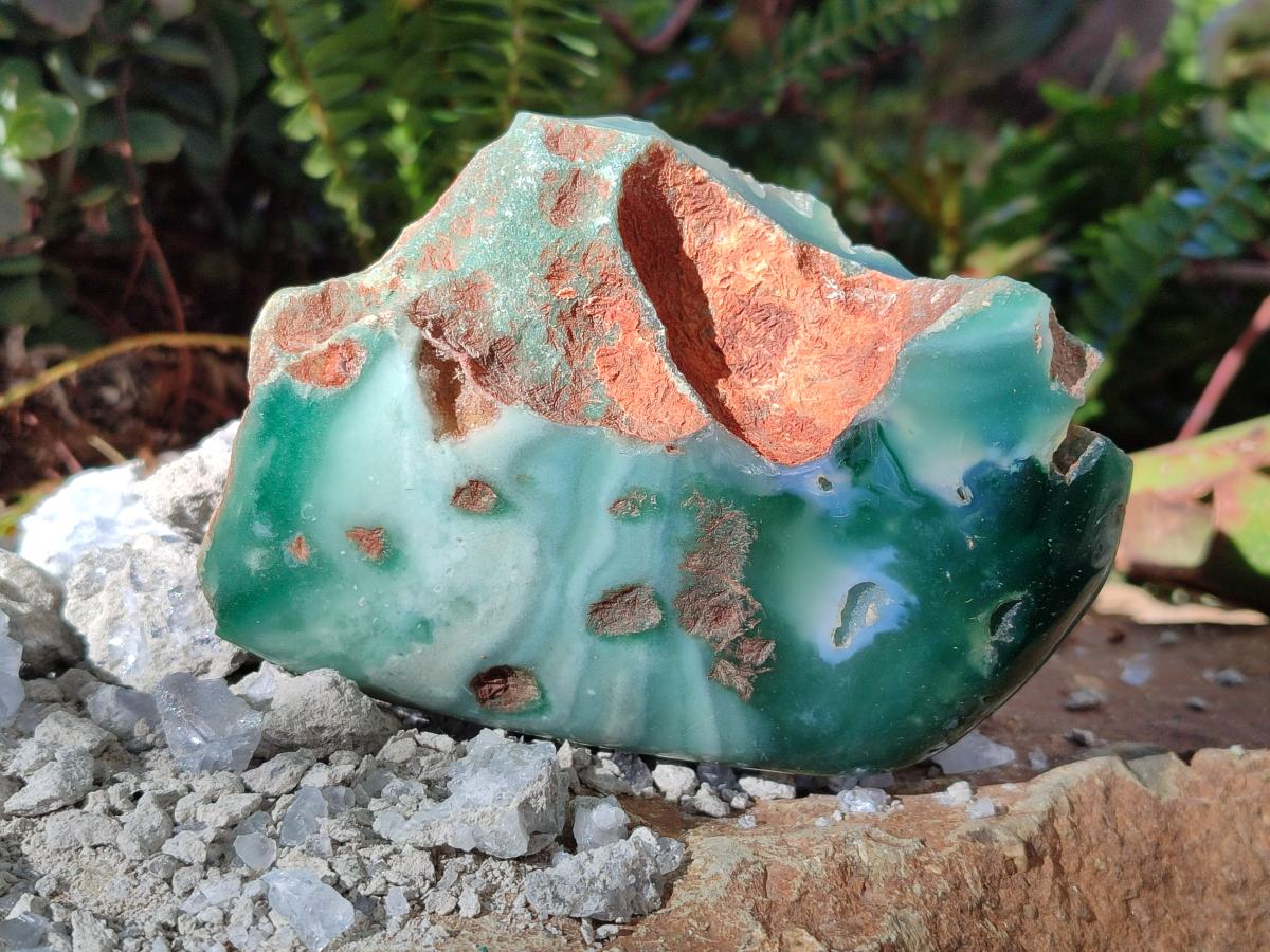 Polished On One Side Mtorolite Chrysoprase Slices x 3 From Mutorashanga, Zimbabwe - Toprock Gemstones and Minerals 