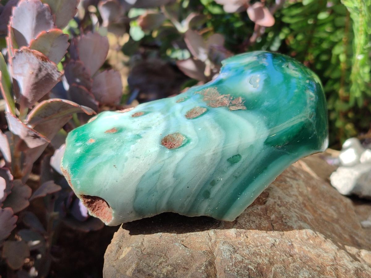 Polished On One Side Mtorolite Chrysoprase Slices x 3 From Mutorashanga, Zimbabwe - Toprock Gemstones and Minerals 