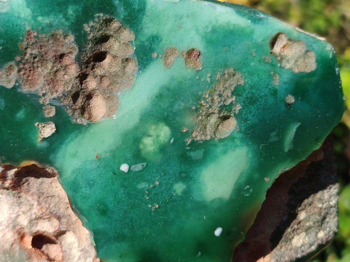 Polished On One Side Mtorolite Chrysoprase Slices x 3 From Mutorashanga, Zimbabwe - Toprock Gemstones and Minerals 