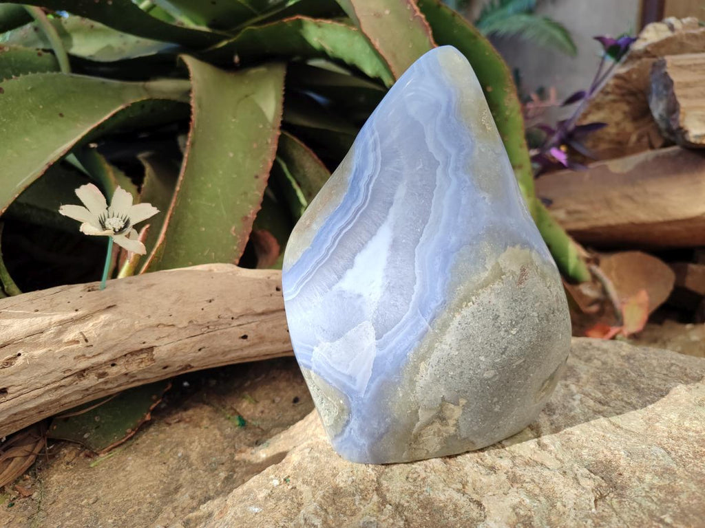 Polished Large Blue Lace Agate Standing Display Piece x 1 From Nsanje, Malawi - Toprock Gemstones and Minerals 