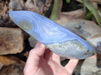 Polished Large Blue Lace Agate Standing Display Piece x 1 From Nsanje, Malawi - Toprock Gemstones and Minerals 