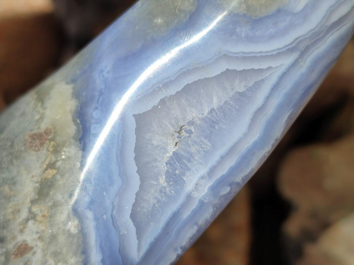 Polished Large Blue Lace Agate Standing Display Piece x 1 From Nsanje, Malawi - Toprock Gemstones and Minerals 