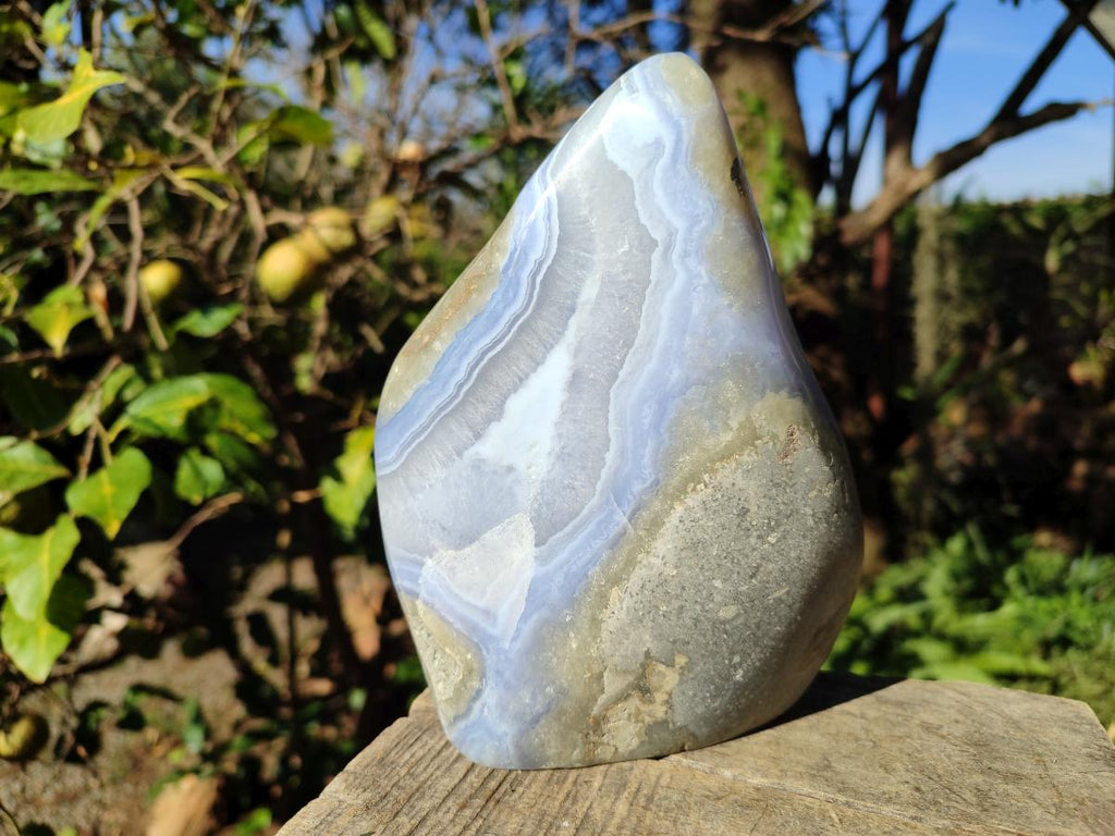 Polished Large Blue Lace Agate Standing Display Piece x 1 From Nsanje, Malawi - Toprock Gemstones and Minerals 