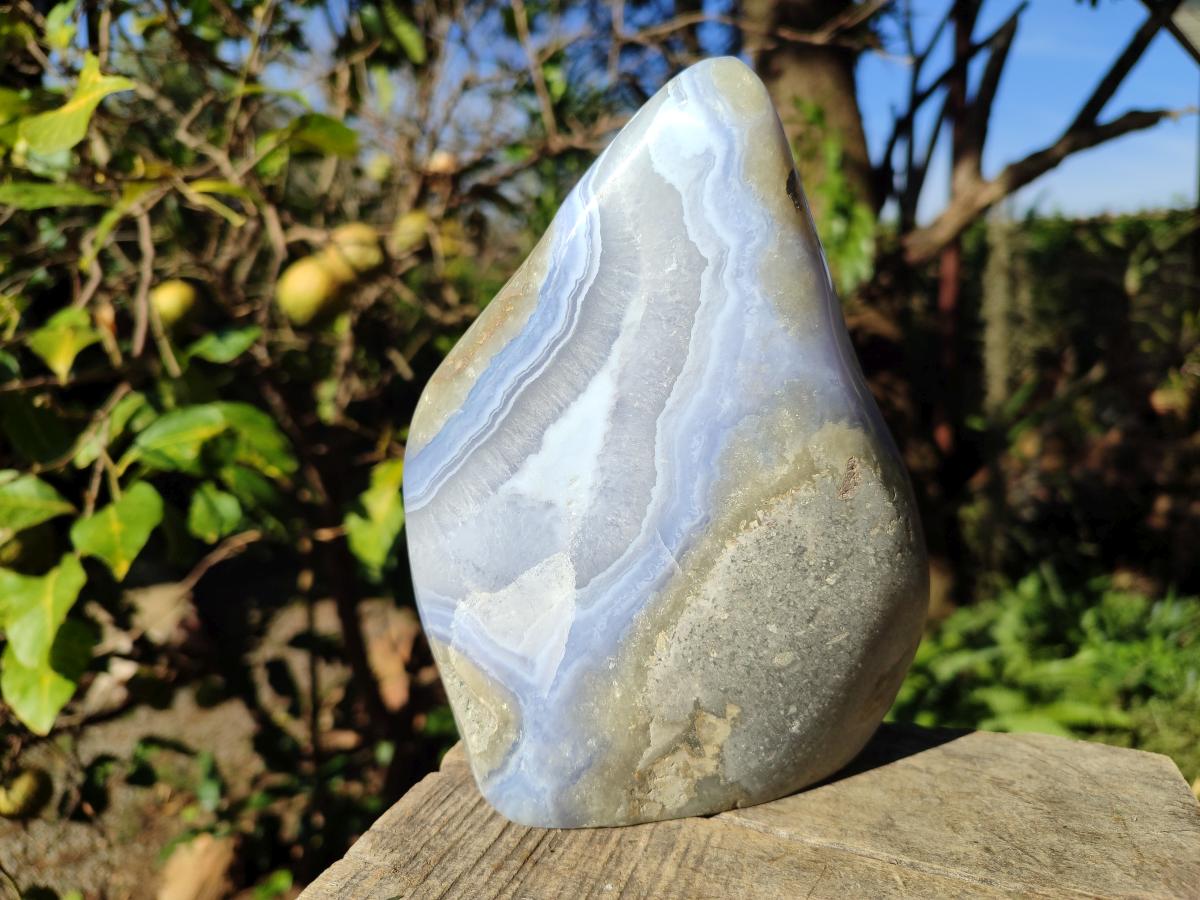 Polished Large Blue Lace Agate Standing Display Piece x 1 From Nsanje, Malawi - Toprock Gemstones and Minerals 