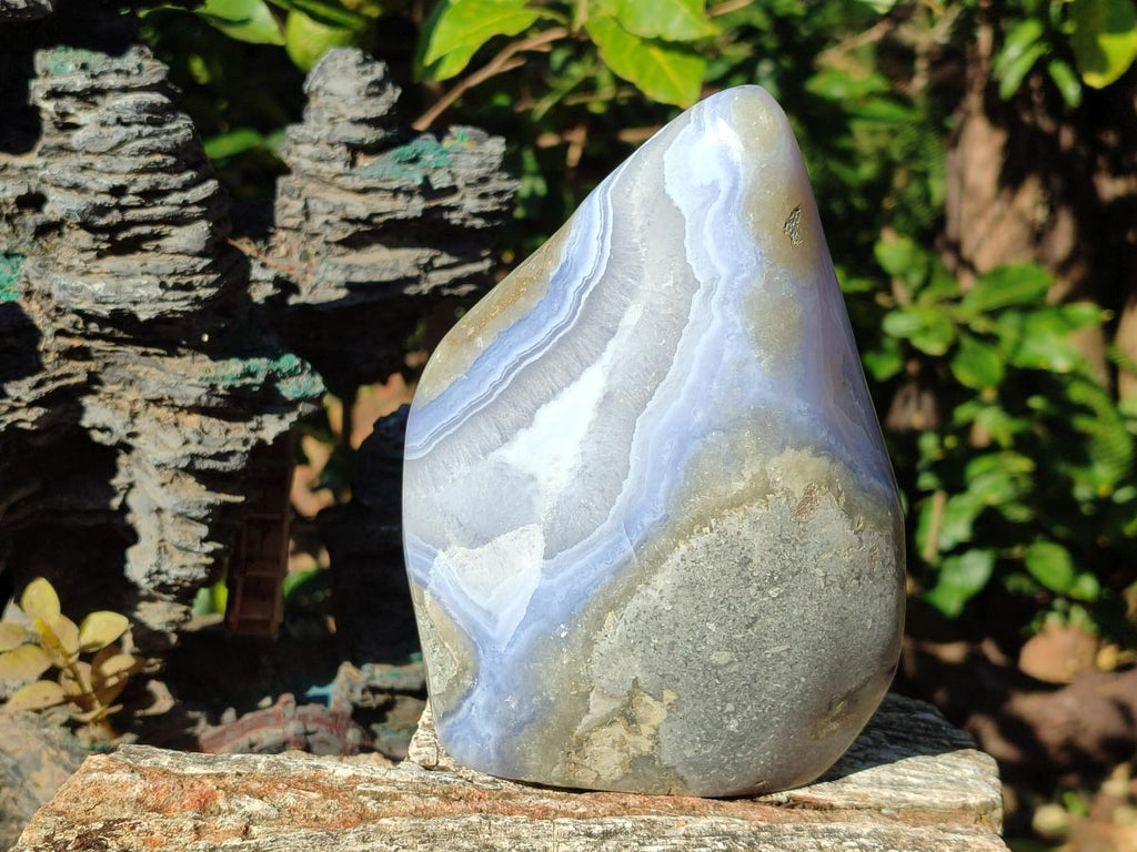 Polished Large Blue Lace Agate Standing Display Piece x 1 From Nsanje, Malawi - Toprock Gemstones and Minerals 