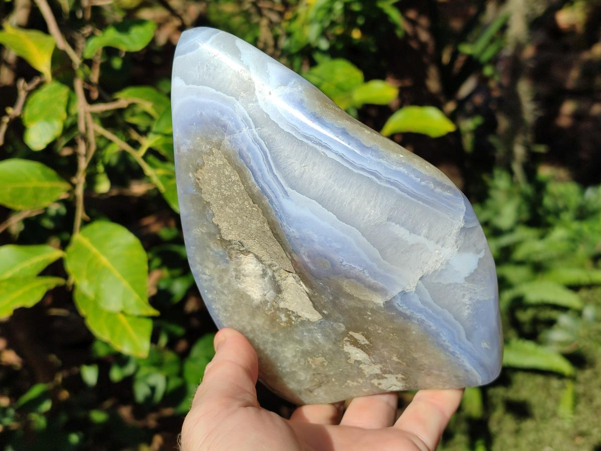 Polished Large Blue Lace Agate Standing Display Piece x 1 From Nsanje, Malawi - Toprock Gemstones and Minerals 