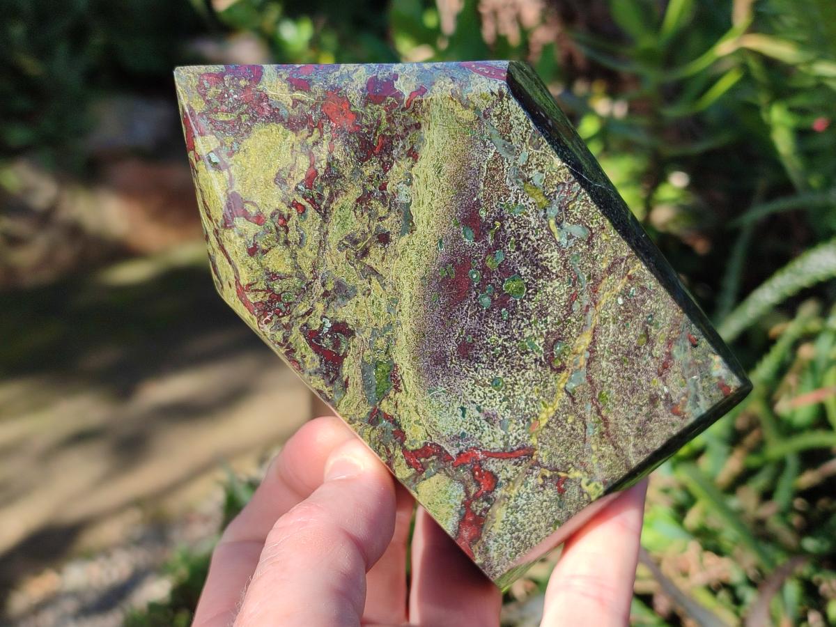 Polished Bastite Dragonsblood Stone Sphere and Crystal Point x 2 From Tshipise, South Africa - Toprock Gemstones and Minerals 